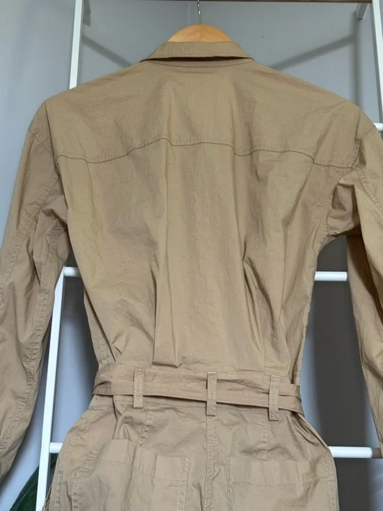 Michael Kors Tan Button-Front Utility Jumpsuit - Picture 8 of 14